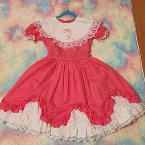 Lid'l Dolly Sz 8 Pink Vintage Retro Ruffle Dress